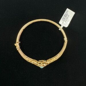 Gold Opal Bangle - Floral Design